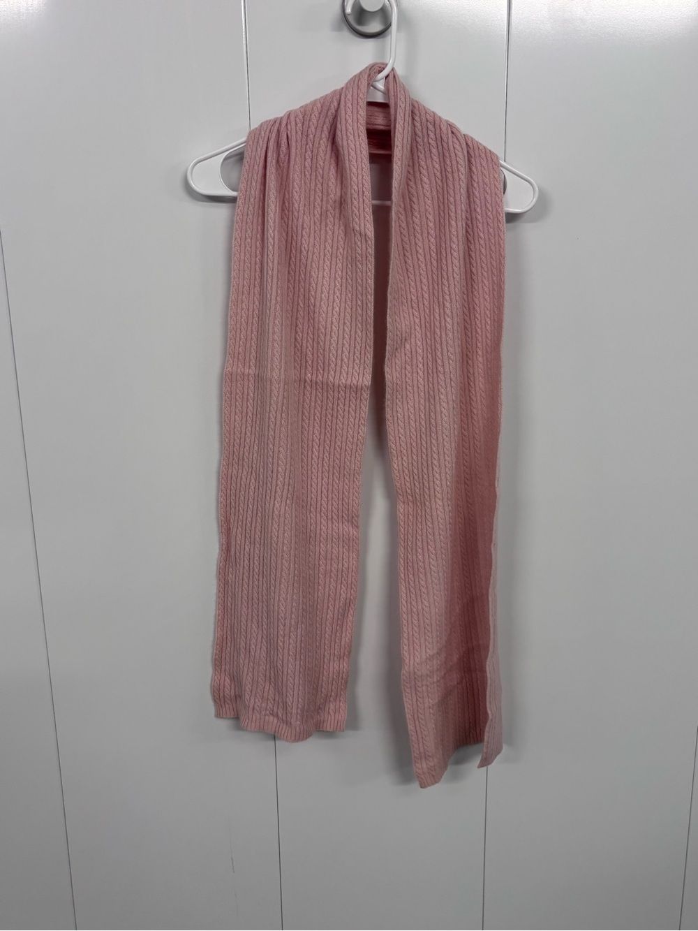 Geneva 100% Cashmere Scarf Pink Cable Knit Soft Winter Accessory Lightweight